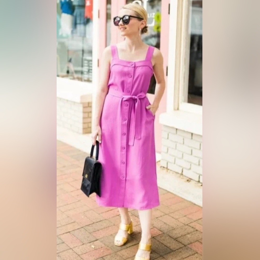 EVERLANE Japanese go weave picnic dress magenta size 2 - Picture 1 of 11